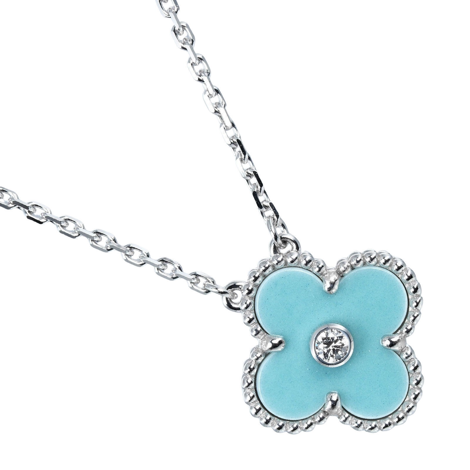 2022年ホリデー ヴィンテージ アルハンブラ ネックレス K18ホワイトゴールド ダイヤモンド 約7.01g レディース 中古品 A+ランク 296,100円