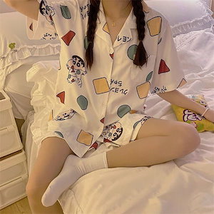 [激安本日限定]漫画クレヨンしんちゃんパジャマ女性夏2024新型かわいい薄い半袖ホームスーツ