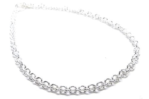 ホワイトシルバーリングチェーン（M） 長さ46cm 幅7mm シルバー925 首飾り アクセサリー ジュエリー 本物の銀 高級 男性 女性 プレゼント 誕生日 記念日 sn-00-0033-xx