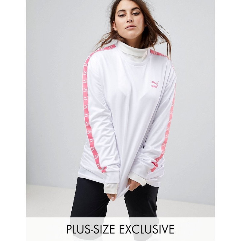 プーマ レディース トップス【Puma Exclusive To ASOS Plus Football Jersey In White With Pink Taping】White プーマ レディース トップス【Puma Exclusive To ASOS Plus Football Jersey In White With Pink Taping】White