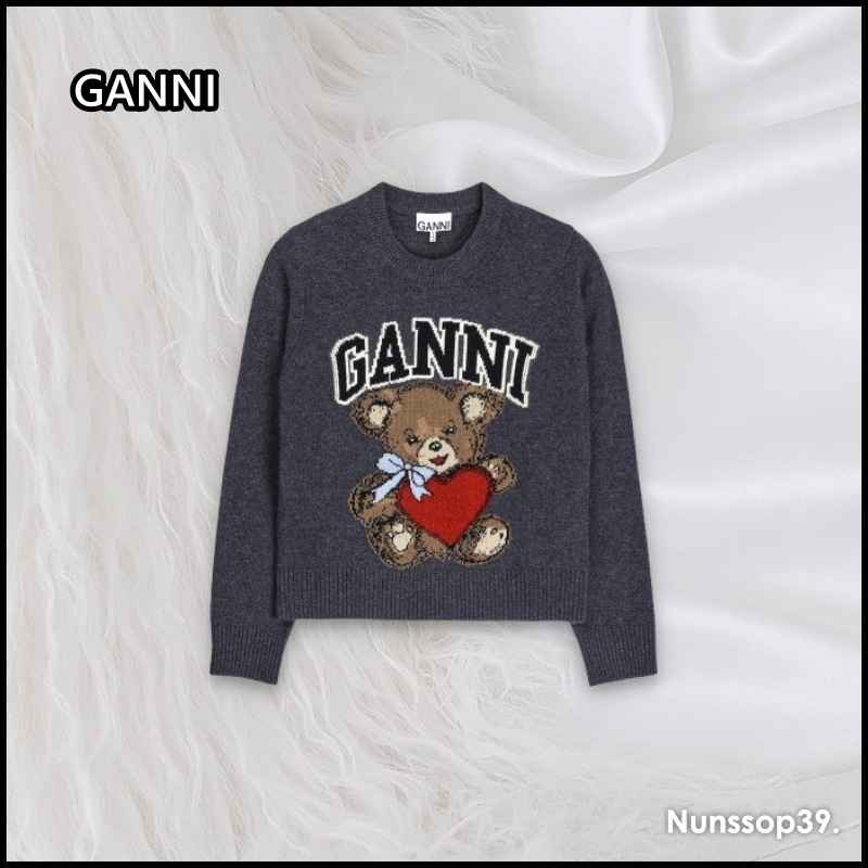 GANNI K2370 084 グラフィック ウール ミックス ベア ニット