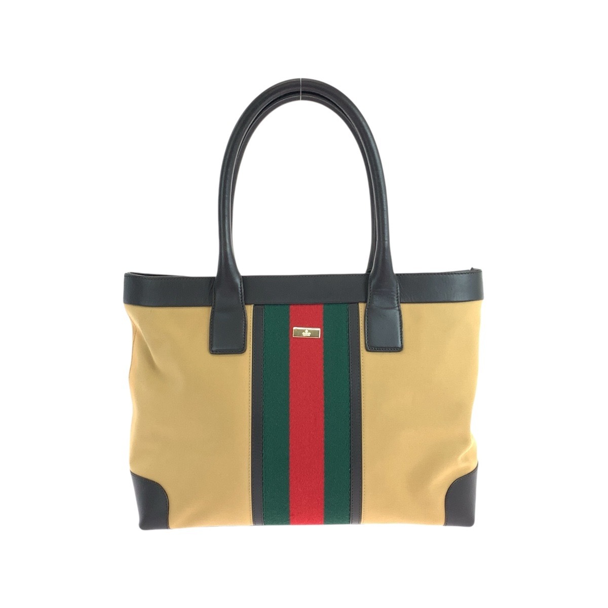 美品 シェリーライン ベージュ キャメル ブラウン キャンバス/レザー 002.1119 トートバッグ ショルダーバッグ レディース 504438