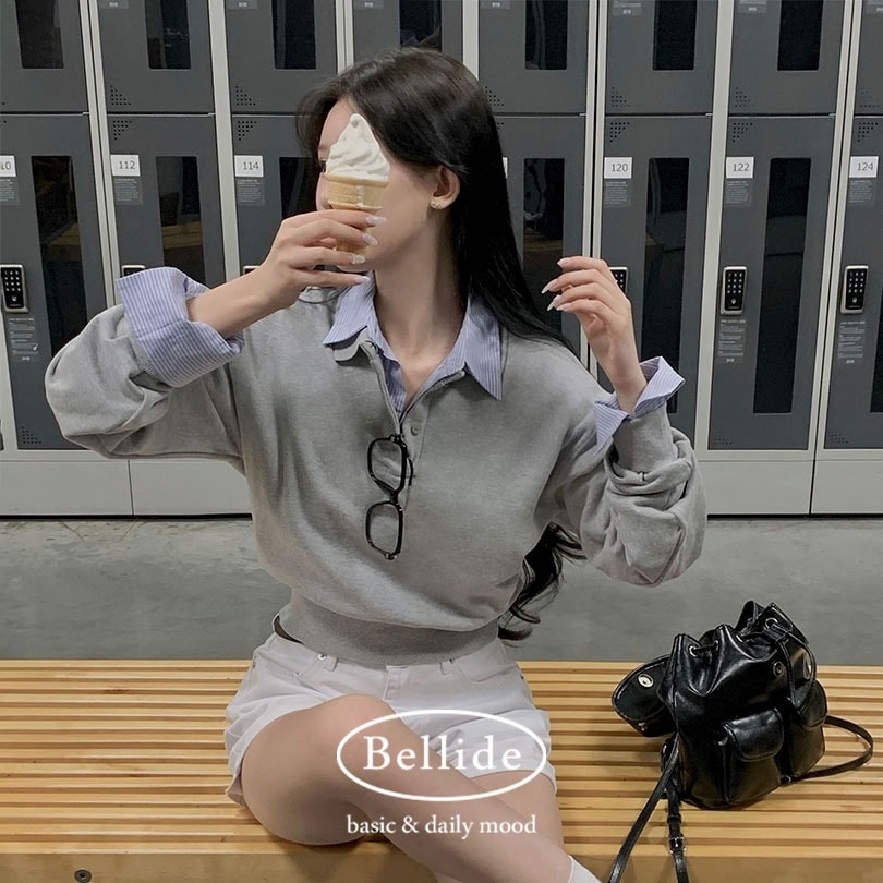 [BELLIDE MADE] アーモンドカラークロップドスウェット ts1364