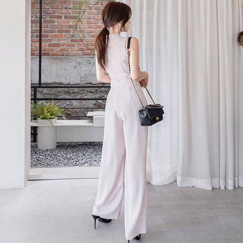 キャバスーツ ナイトドレス オールインワン カシュクール ハイウエスト タイト ノースリーブ ニュアンスカラー リボン レディース グラシア