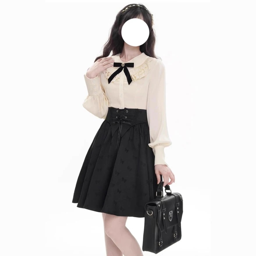 スカート ミニ丈 ハイウエスト レースアップ 控えめ ガーリー 甘め ロマンティック ロリータファッション 5,439円