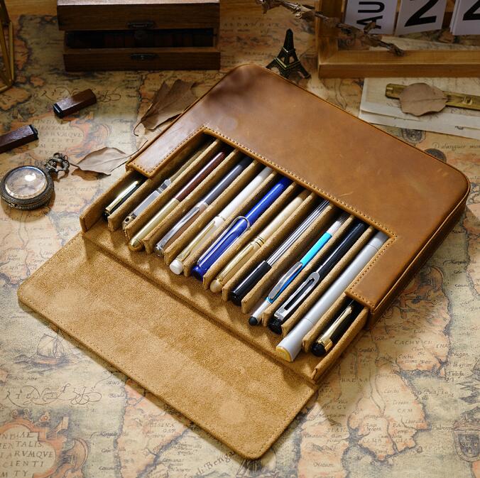 高品質保証本革 ペンケース 12本差し シンプル おしゃれ コンパクト 軽い 小さめ スリム 筆箱 ふで箱 万年筆 ふでばこ ペン ポーチ 革小物 文房具 文具 収納 ギフト 父の日 贈り物 入学祝い