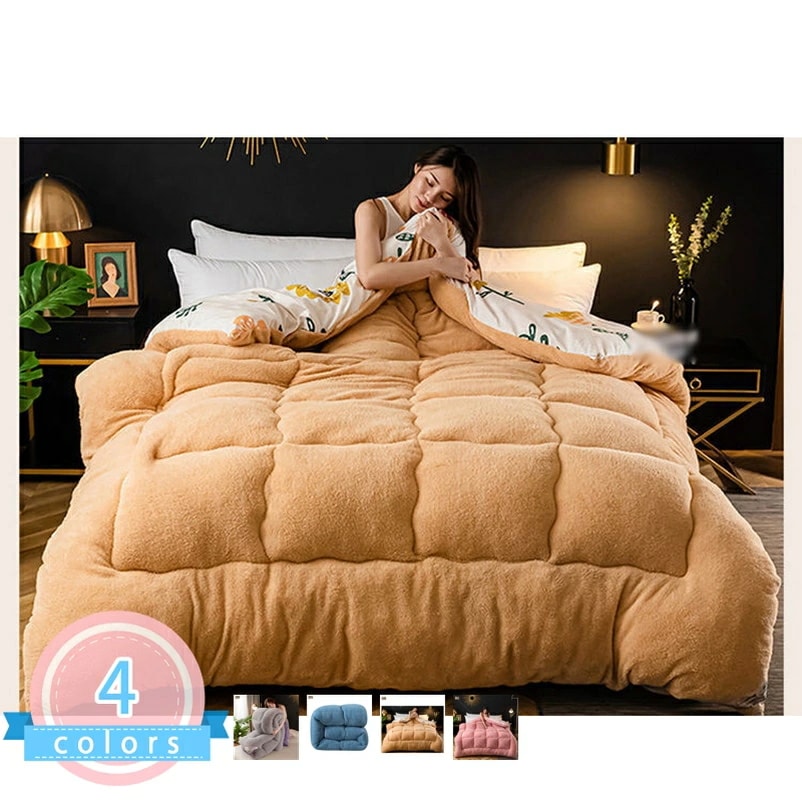 掛け布団 掛け布団 シングル ダブル シープ調ボア 2枚合わせ 厚手 ひざ掛け 冬用 防寒対策 吸湿 発熱 抗菌 防臭 洗える ブラウン グレー ピンク パープル イエロー オールシーズン 掛け布団