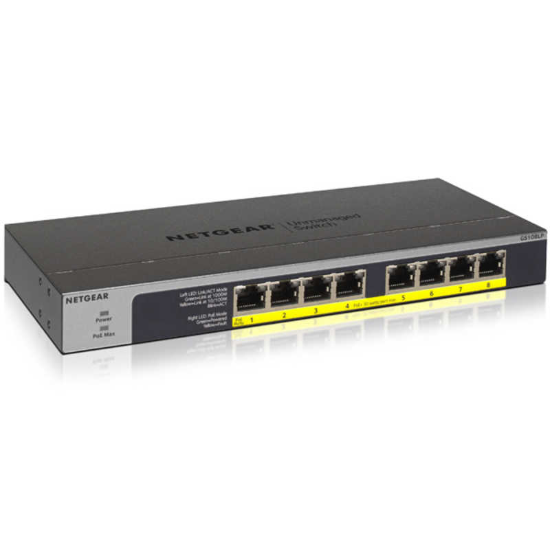 NETGEAR　スイッチングハブ GS108LP[8ポート/Gigabit対応] アンマネージプラススイッチ　GS108LP-100AJS