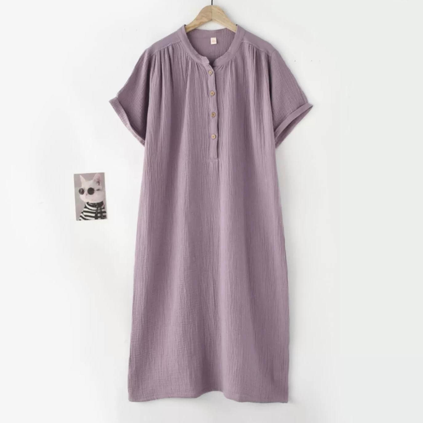 レディース ルームウェア パジャマ ワンピース 半袖 ミモレ丈 Vネック ガーゼ ボタン 薄手 ルーズ ゆったり きれいめ 上品 おしゃれ お洒落 かわいい 大人可愛い 大人女子 カジュアル シンプル 5,206円