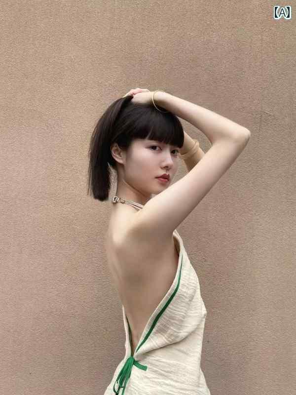 レディース トップス ホルターネック レディース トップス ホルターネック セクシーで な な の ホット ガールの バックレス ホルターネック アイアンリング ストラップ トップ 夏の スリム レデ