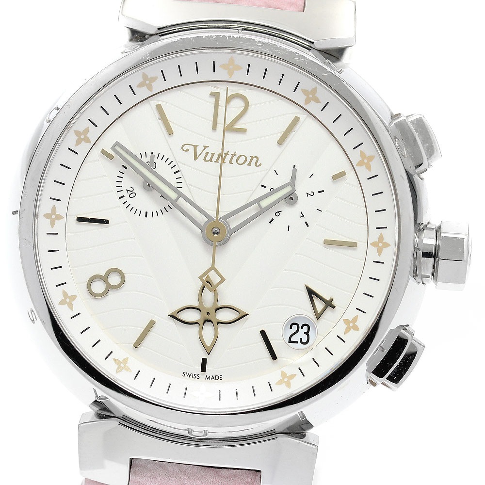 ルイ・ヴィトン LOUIS VUITTON QA093 タンブール ニューウェーブ クロノグラフ クォーツ メンズ 箱付き_917563【中古】