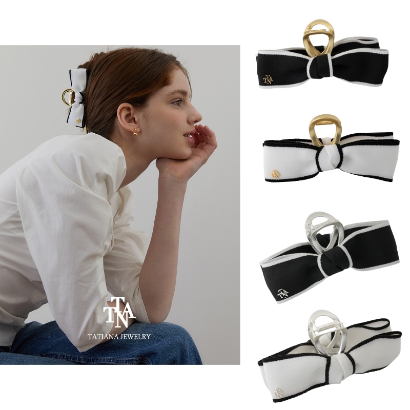 Border ribbon hair crow clip 5,680円