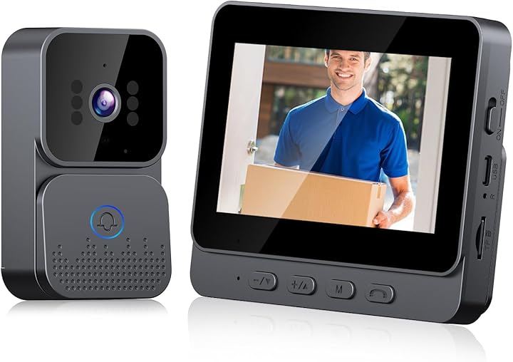 インターホン テレビドアホン 工事不要 スマートビデオドアベル Wi-Fi不要 双方向通話 128メモリカード付属 2.4GHz 無線伝送 500 (ブラック)