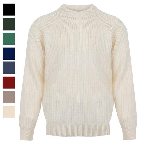 男性マドレーヌラグラン長袖ラウンドニットTシャツ AT-KN-Q037-クリーム