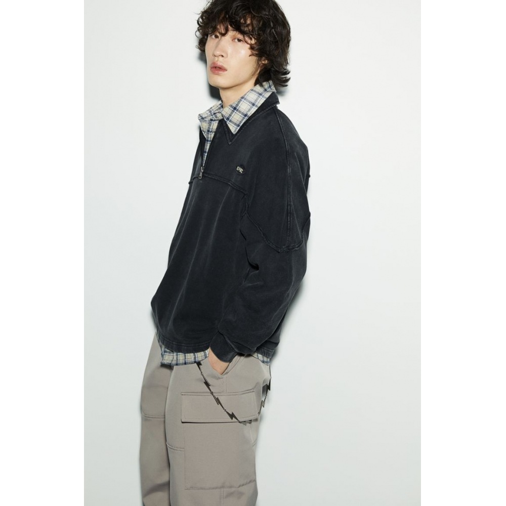 H&M カラースウェットシャツルーズフィットブラック/エピック