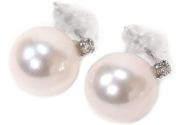 パール＆ダイヤモンドピアス ホワイトゴールド アコヤ真珠 7.5mm＋0.02cts K18WG 23,616円