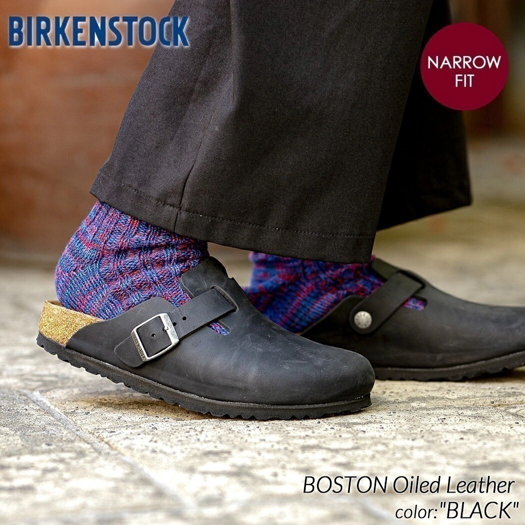 BIRKENSTOCK BOSTON Oiled Leather ( NARROW FIT ) BLACK ビルケンシュトック ボストン