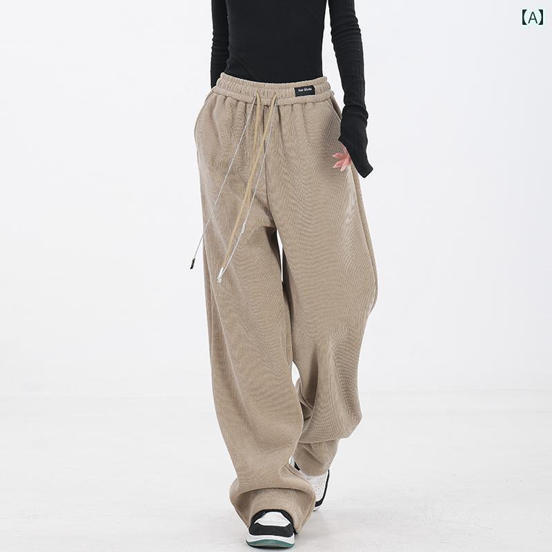 レディース カジュアル パンツ スウェット リラックス ズボン ボトムス カーキ 裏起毛コーデュロイ 女性用 冬 ワイド レッグ シェニール 7,063円