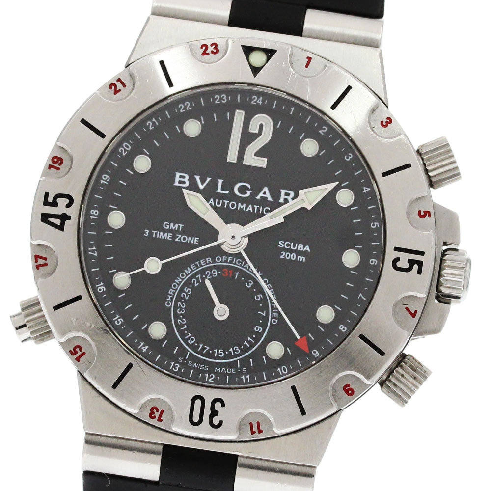 ブルガリ BVLGARI SD38SGMT ディアゴノ スクーバ GMT デイト 自動巻き メンズ 箱・保証書付き_868657【中古】 98,450円