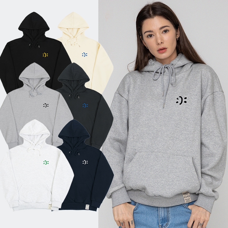 [UNISEX]Small Double Drawing Smile Hoodie_6color