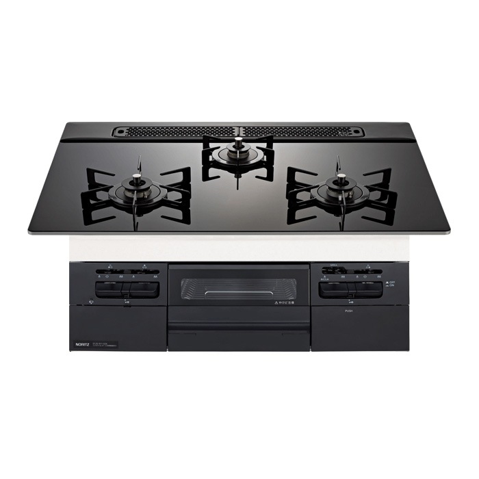 プロパンガス用 75cm天板ビルトインコンロ Fami ファミ N3WV7RWTP1-LPG ブラック