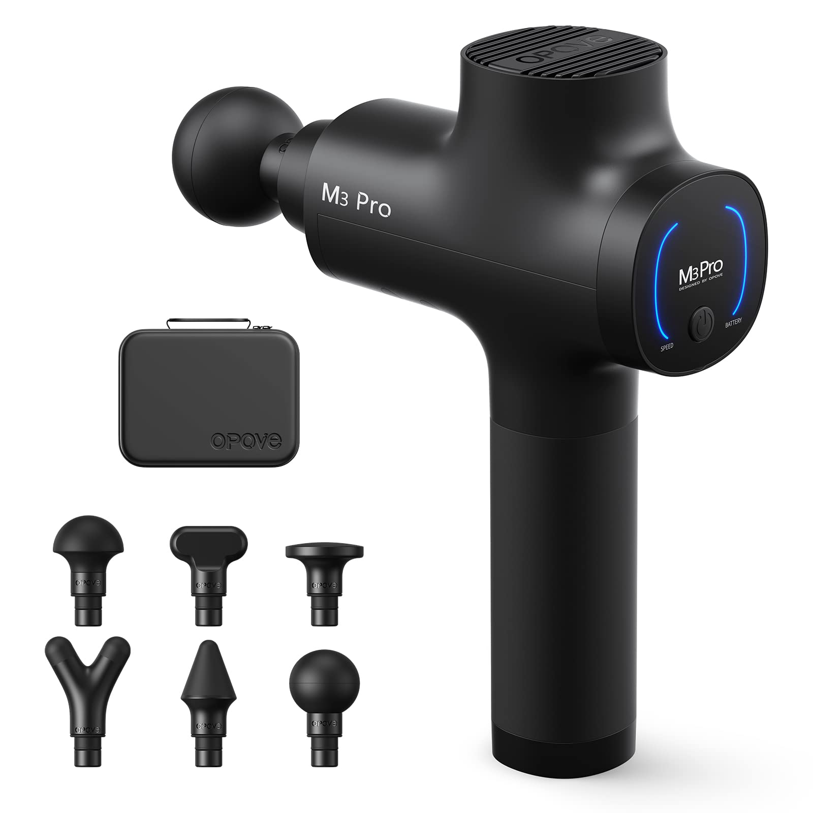 opove M3 Pro 2 筋膜リリースガン 12mm振幅 最大約32kg耐圧 2600mAh*6本大容量バッテリー 5段階強力振動 6種類アタッチメント ハンディガン 日本語取扱説明書付き(ブラッ