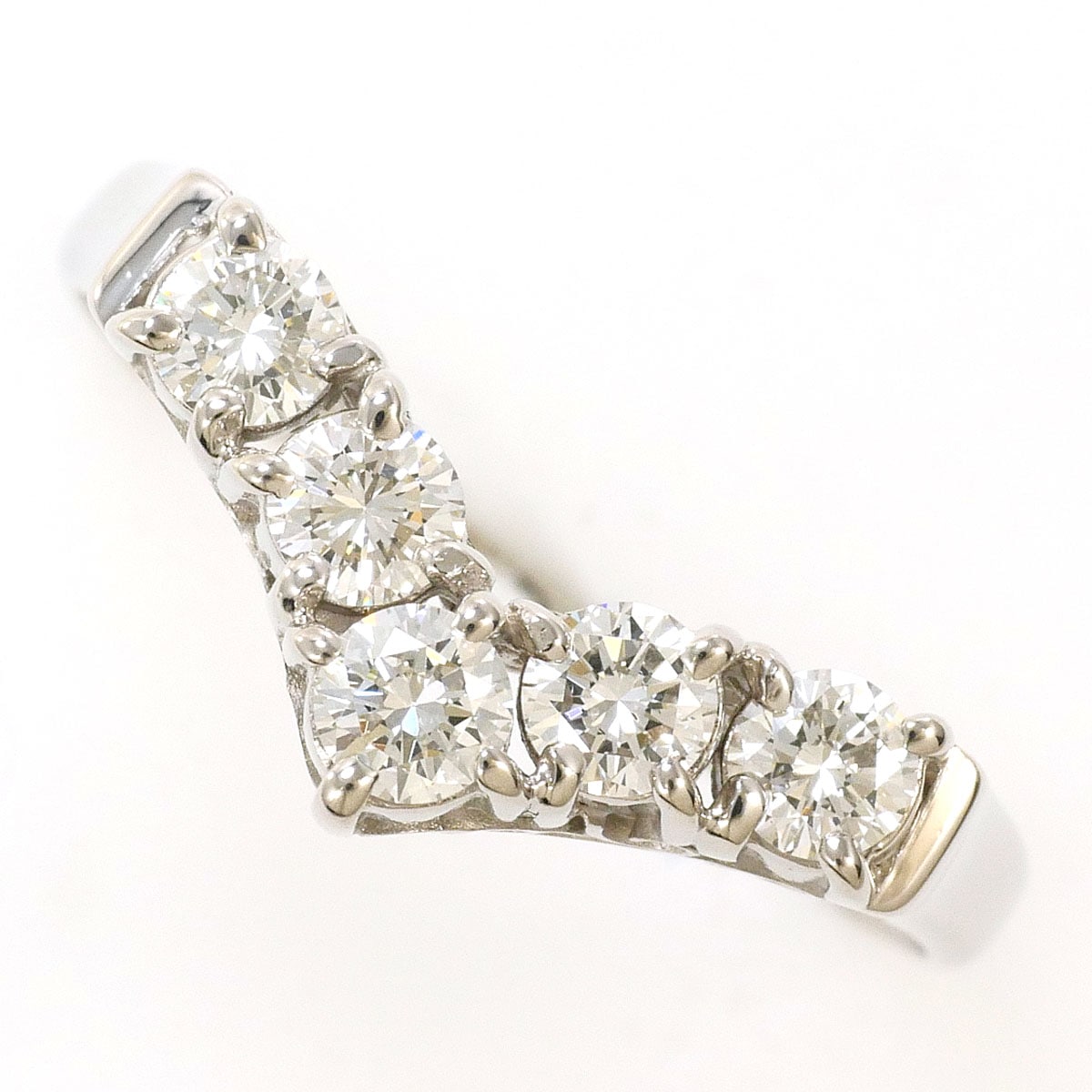 PT850 プラチナ リング・指輪 15.5号 ダイヤモンド（ct刻印なし） カード鑑別書 総重量約3.5g 中古