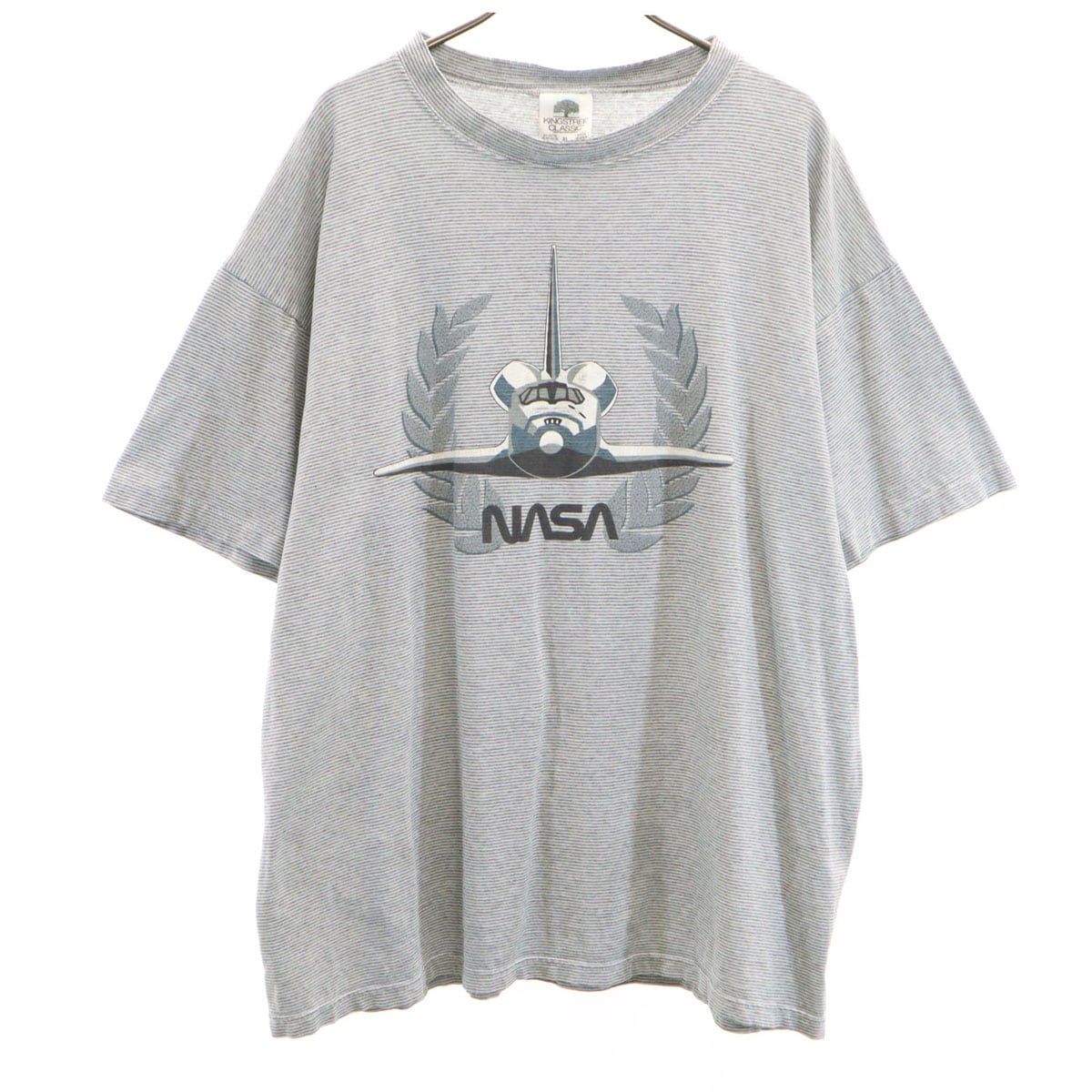 KINGSTREE CLASSIC 90s USA製 オールド ボーダー柄 NASA 半袖 Tシャツ XL グレー メンズ 古着