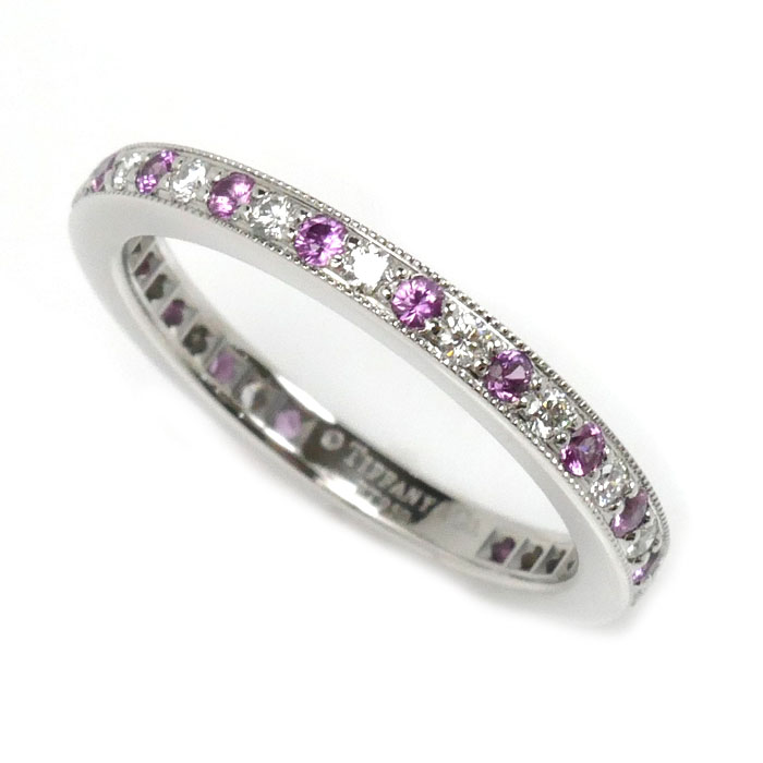 TIFFANY&Co. ティファニー Pt950プラチナ レガシーフルエタニティ リング・指輪 ダイヤモンド ピンクサファイア 10号 3.8g レディース 中古 美品