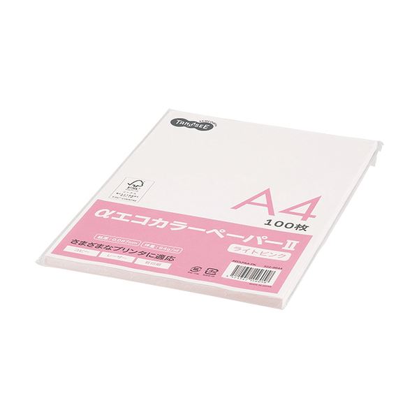 (まとめ) TANOSEE αエコカラーペーパーII A4 ライトピンク 少枚数パック 1冊（100枚） (×30セット)