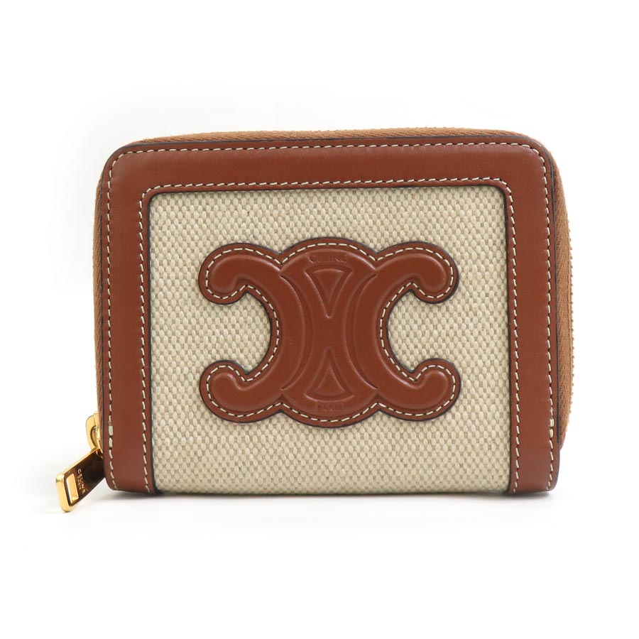 セリーヌ CELINE コインケース トリオンフ キャンバス/レザー ブラウン ユニセックス h31431a