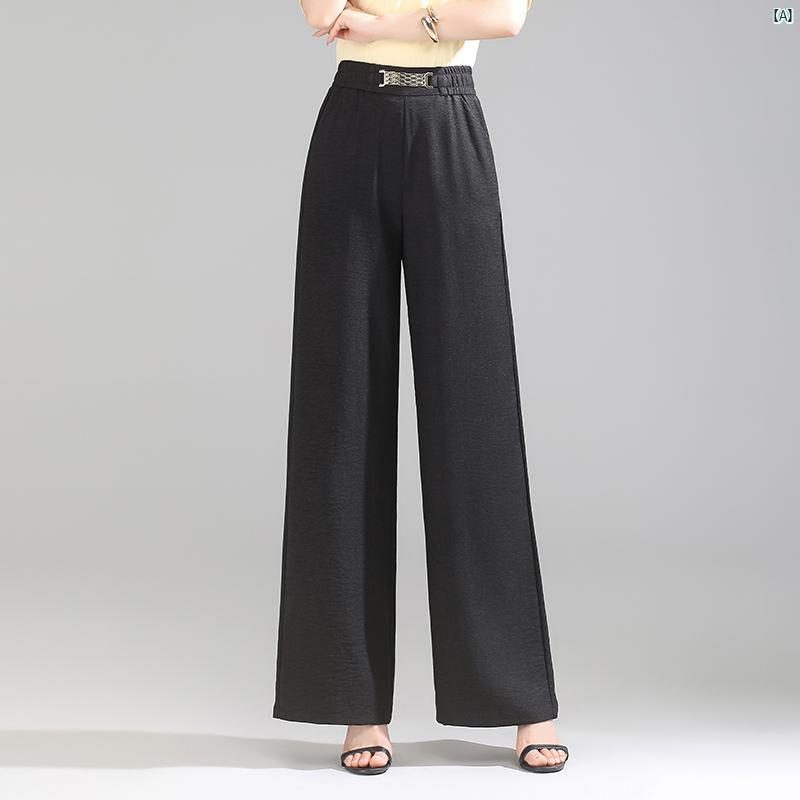 レディース コットン 麻 ワイド パンツ 夏 薄手新 ママ カジュアル ドレープ ストレート