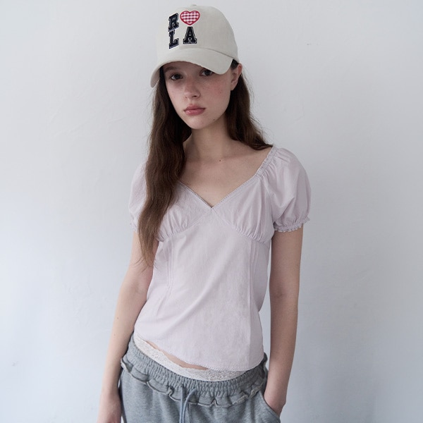 PUFF SLEEVE SHIRRING BLOUSE LAVENDER