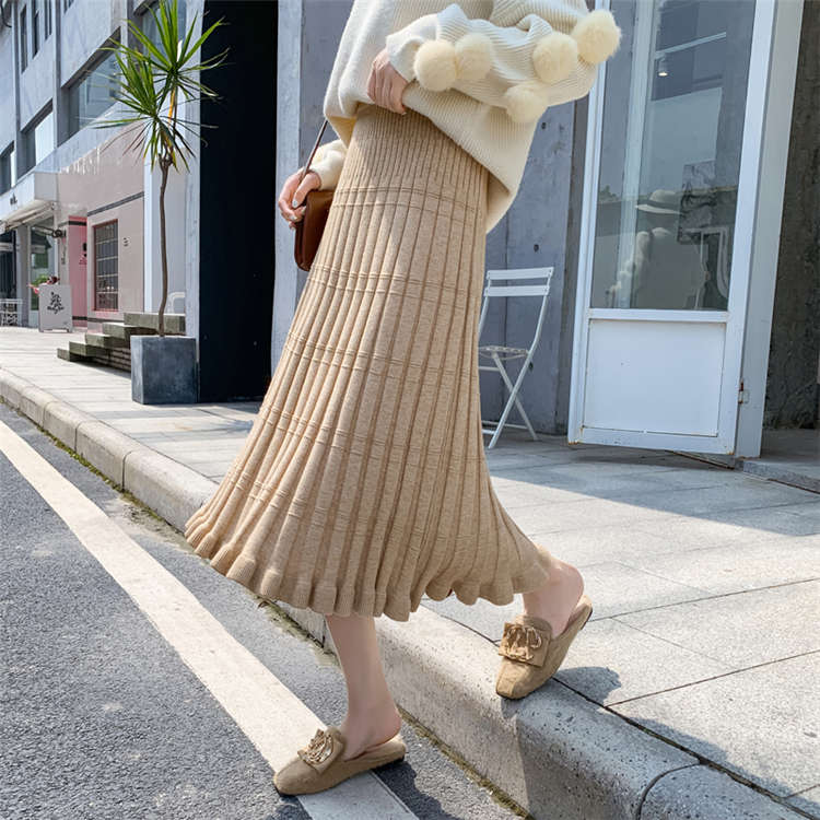 チュールスカート プリーツスカート レディース ニット素材ミモレ丈 ロング丈 20代 30代 40代 体型カバー ゆったり ベージュ ブラック コーヒー グレー 無地 秋冬 大人 上品 きれいめ 大人 4,701円