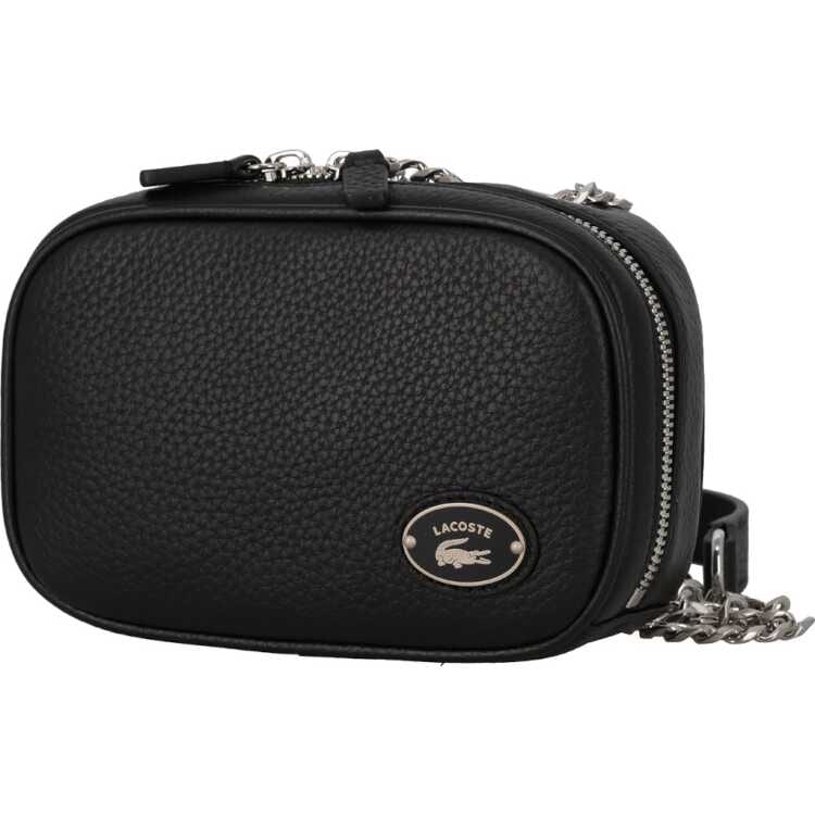 オリジンクロコ トップグレインレザースクエアショルダーバッグ ブラック 16×10.5×6 cm #NF4252GZ-000