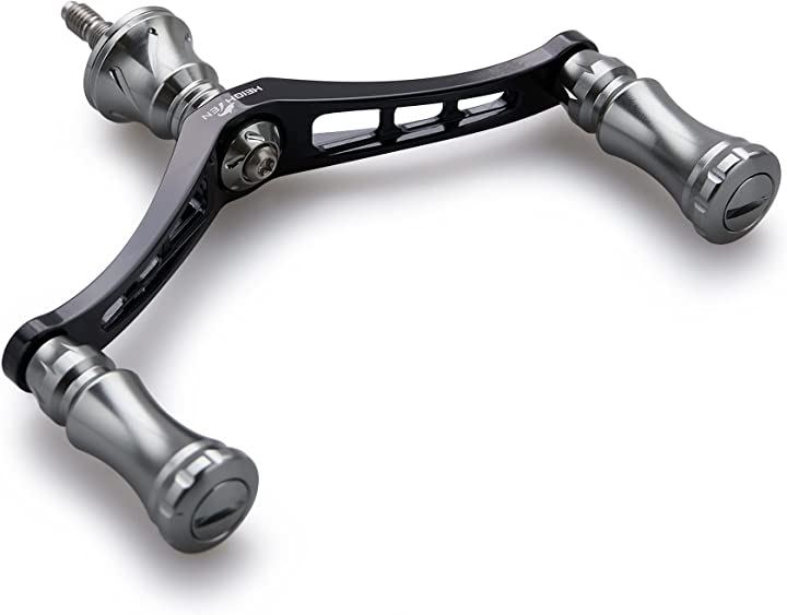 92mm リール ハンドル 15mm ノブ 搭載 シマノ ダイワ 通用 スピニングリール用 Chess Series ブラック 578(ブラック(ハンドル)/ガンメタル(ノブ))