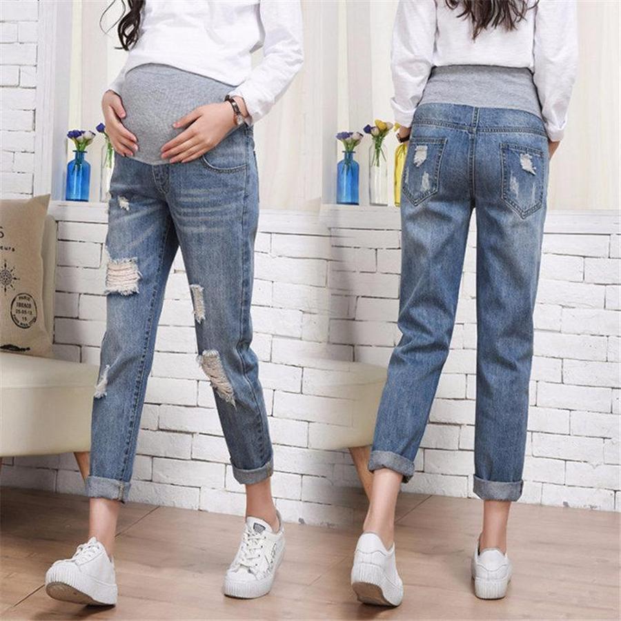サルエルパンツダメージアンクル丈妊婦服調整可カジュアルテーパードマタニティパンツチノパンお出かけ産前産後