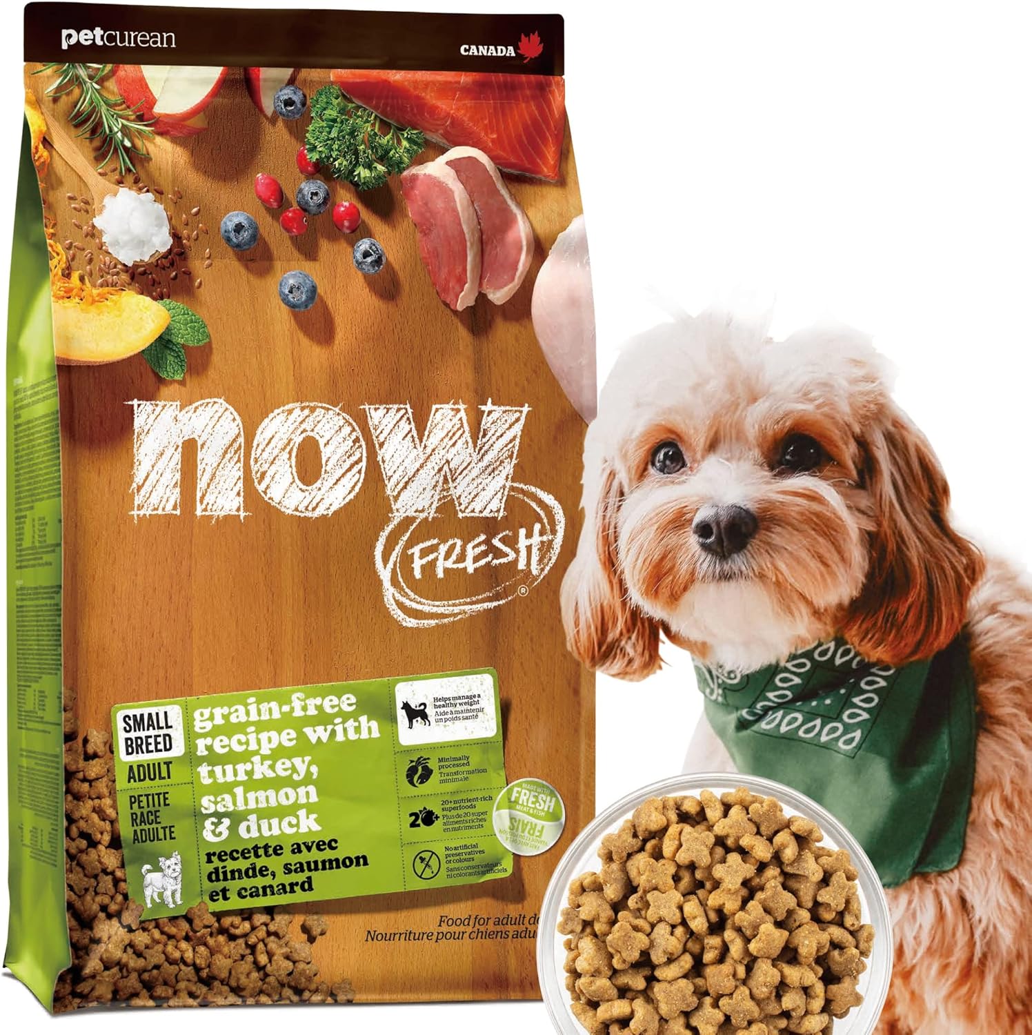 【新鮮という品質をお届け】 ナウフレッシュ 超小粒 小型犬 成犬用 2.3kg ドッグフード ドライ (ターキー＆サーモン＆ダック) グレインフリー ミールフリー NOW FRESH