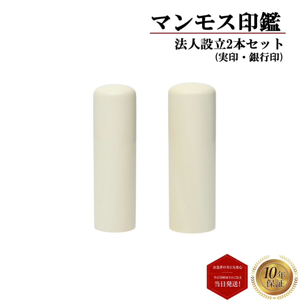 はんこ 印鑑 判子 法人印 会社印 2本セット マンモス 実印 18mm 銀行印 16.5mm
