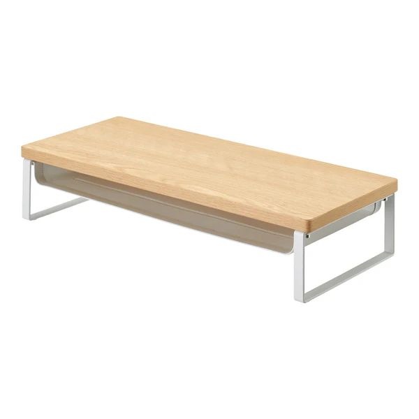 （まとめ買い）MDF机上台スリム 500x200 棚付 ナチュラル A8012-35 [x3]