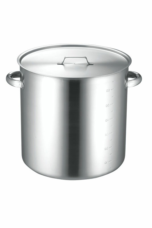 本間製作所 仔犬印 19-0電磁対応IH 寸胴鍋（蓋付） 目盛付 60cm