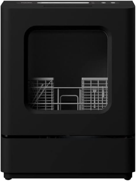 THANKO 工事不要でシンク横に置けるタンク式食洗機 ラクアmini Plus (マットブラック) ラクア 食器洗い乾燥機 一人用 二人用