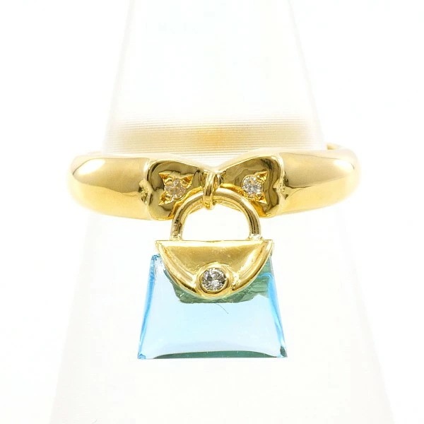 K18 18金 YG リング 6号 ブルートパーズ 1.50 ダイヤ 0.03 ジュエリー 中古 29,133円