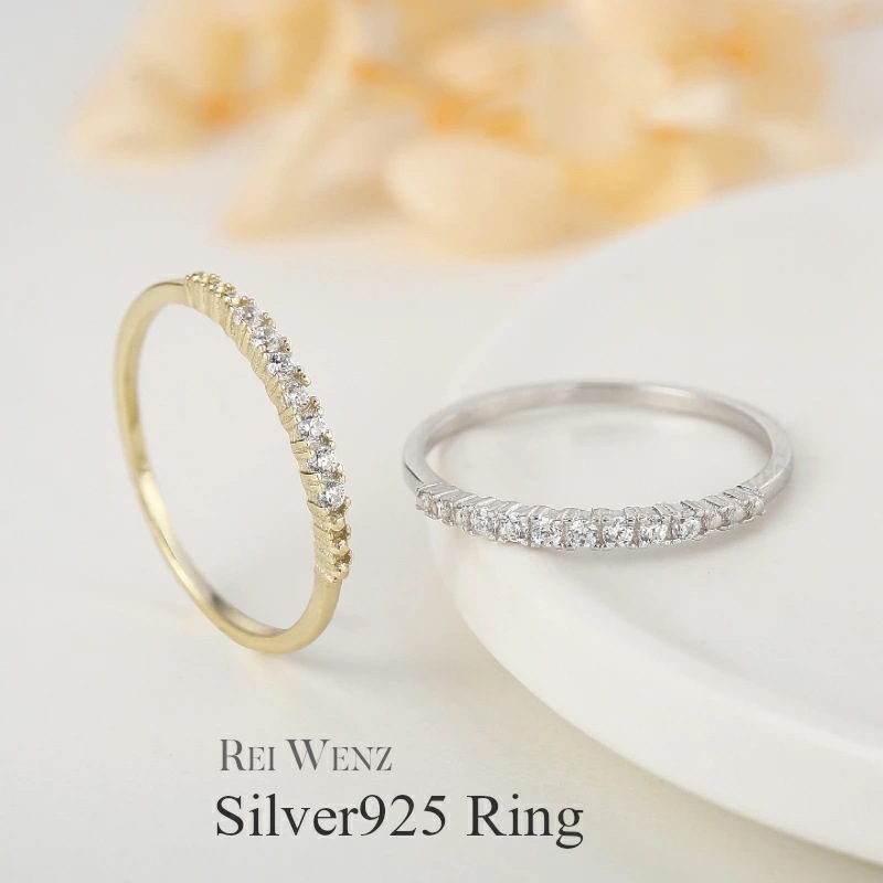 【高品質Silver925】リング 華奢 おしゃれ エタニティリング Silver925 金属アレルギー 対応 フリー 金アレ キュービックジルコニア CZ ラインストーン CZダイヤ きらきら