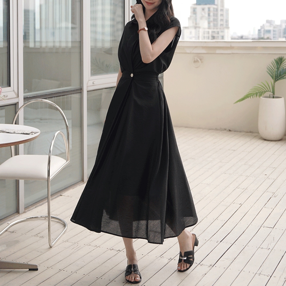 クリック&ファニー レットヒルボタン ラップカラーワンピース