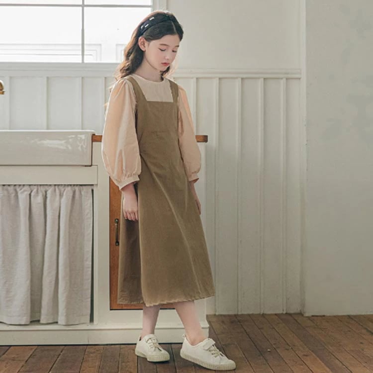 キッズ シャツ 女の子 2点セット パフスリーブ フォーマル 子供服 ジャンパースカート セットアップ ノースリーブ 無地 160 ブラウス 長袖 フレア サロペットスカート ブラウス 七五三 発表会