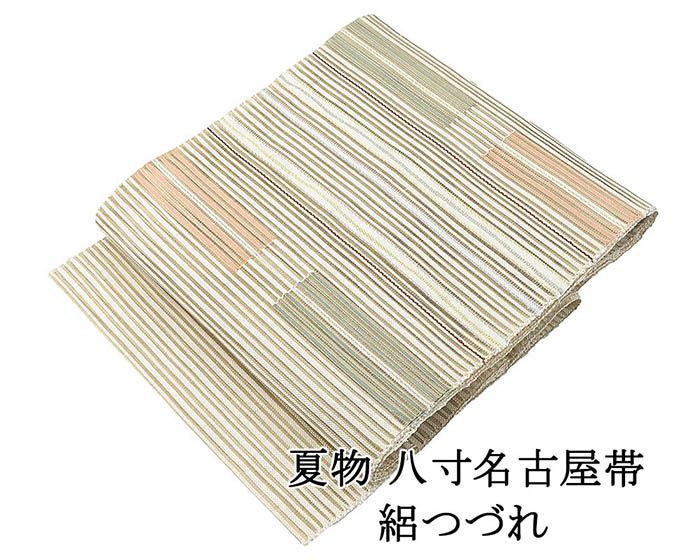 夏帯 名古屋帯 絽綴れ 正絹 新品 仕立て上がり 幾何 夏八寸帯 八寸 夏用 夏物 絽つづれ y5258