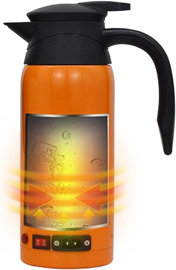 カー電気ケトル 98℃～100℃ 800ml大容量 車載用調理器具 車用湯沸かし器 電気ポット DC12V/24V 常に沸かす・保温モード お湯 お茶 カップラーメン コーヒー 乳児の粉ミルク 卵をゆ