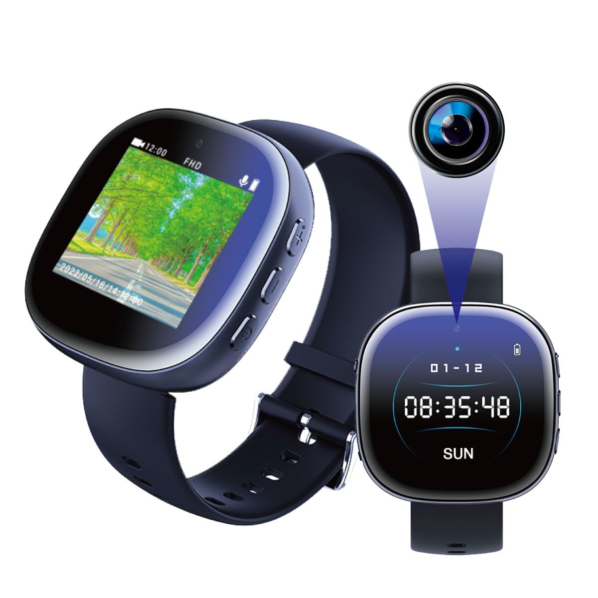 M@Q 小型カメラ スパイカメラ 隠しカメラ スマートウォッチ型カメラ 腕時計型カメラ アクションカメラ 防犯 ウエアラブルカメラ 液晶 再生モニター デジタル腕時計 コンパクト 1080P 日本語取