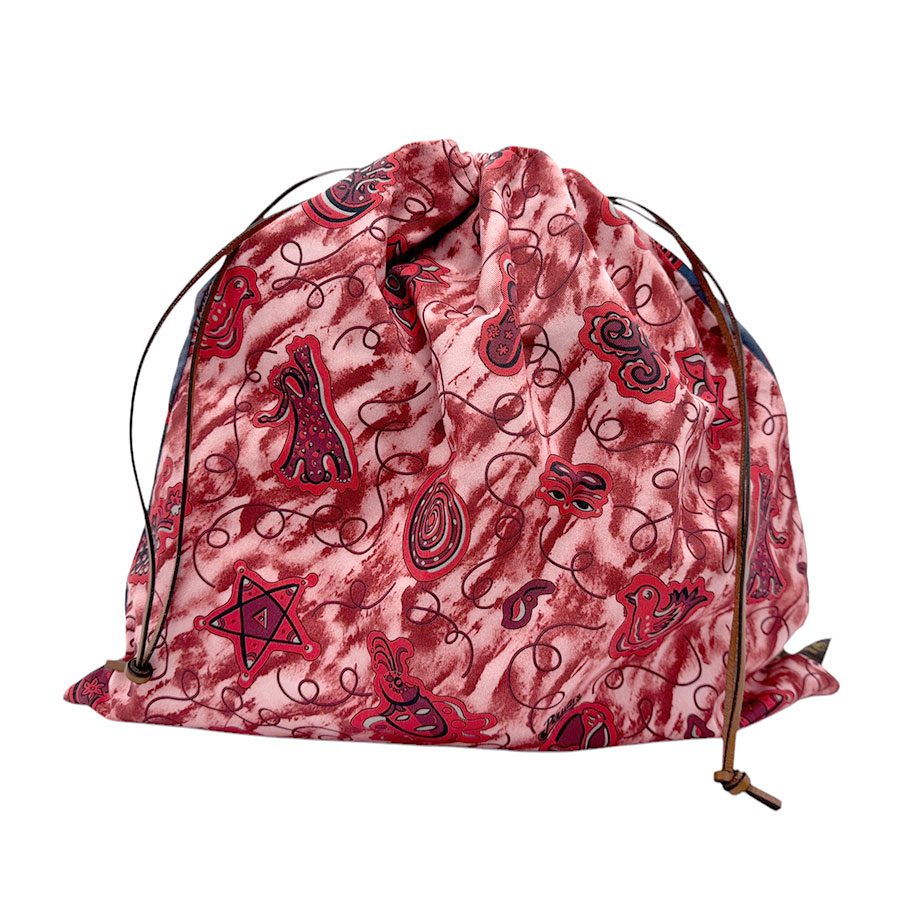 ロエベ LOEWE ショルダーバッグ 巾着バッグ 巾着ポーチ DRAWSTRING POUCH コットン レッド系×ブルー系 ユニセックス z3097